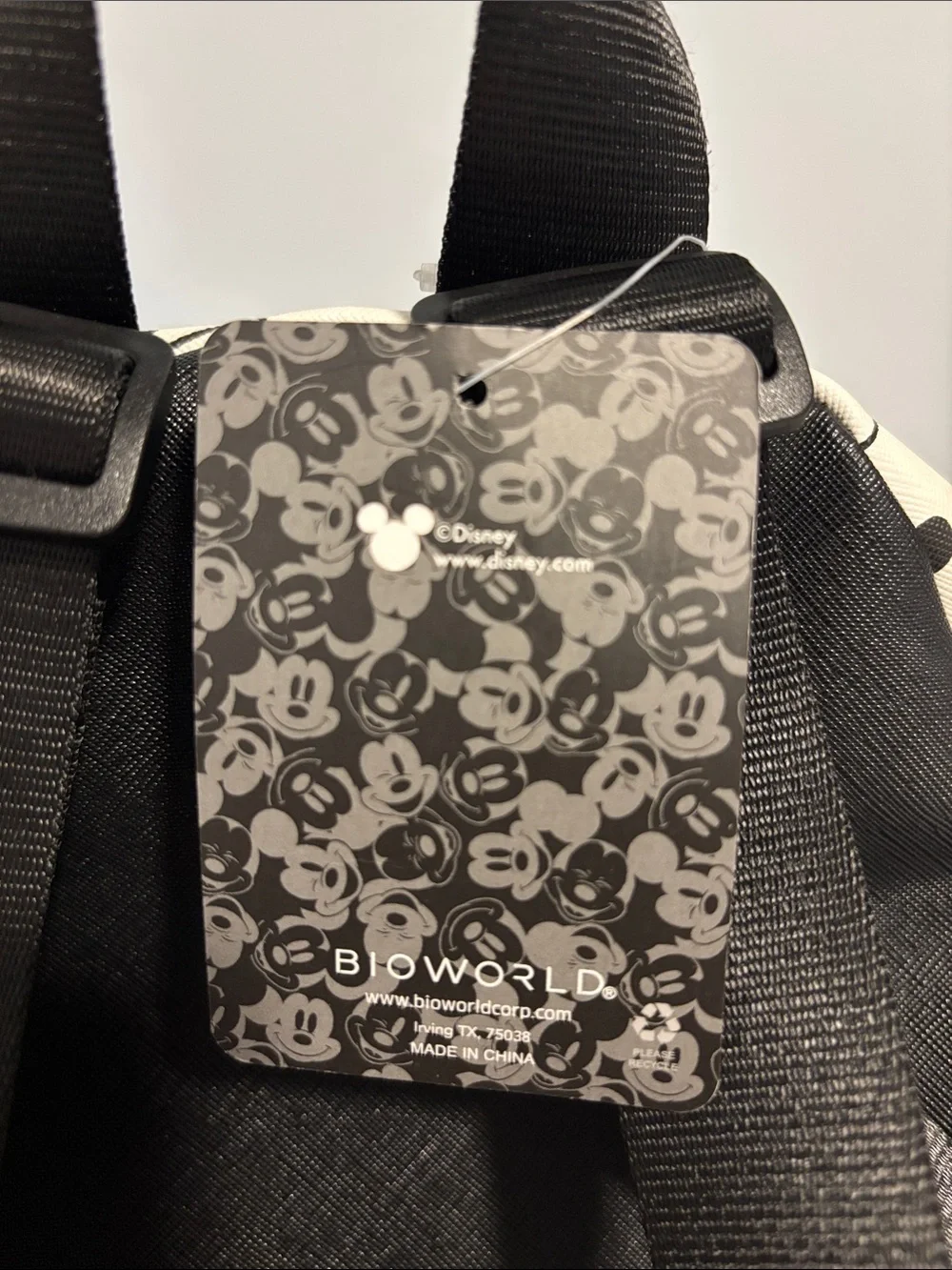 Disney Cream Mini Backpack with Black Mickey Print and Ears Brand New With Tags